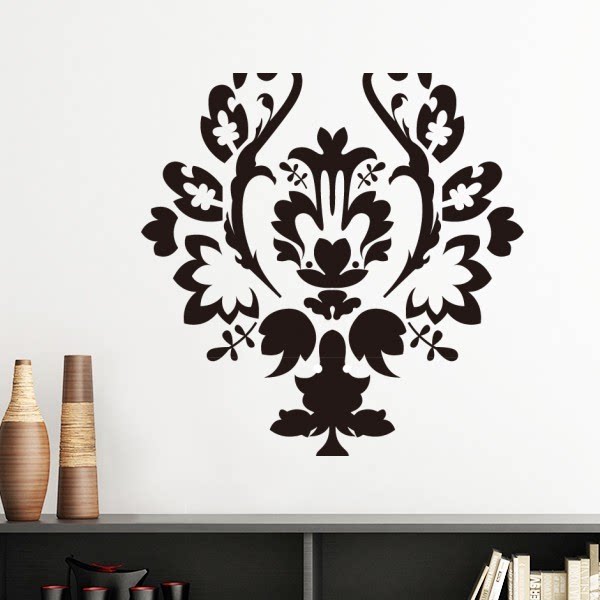 花朵黑白巴洛克对称图案墙贴壁纸房间贴花学校幼儿园装饰