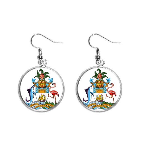 巴哈马群岛拿骚国徽耳坠银色耳环吊坠首饰女士
