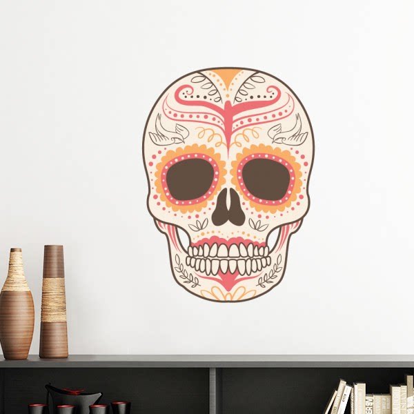 粉色骷髅头墨西哥文化墙贴壁纸房间贴花学校幼儿园装饰