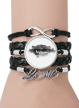 奥地利黑色永恒礼品皮革手链