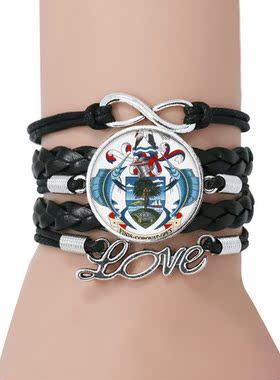 非洲国徽黑色永恒礼品皮革手链