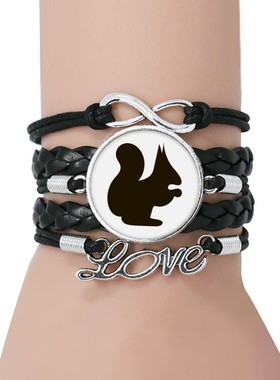 黑色动物永恒礼品皮革手链