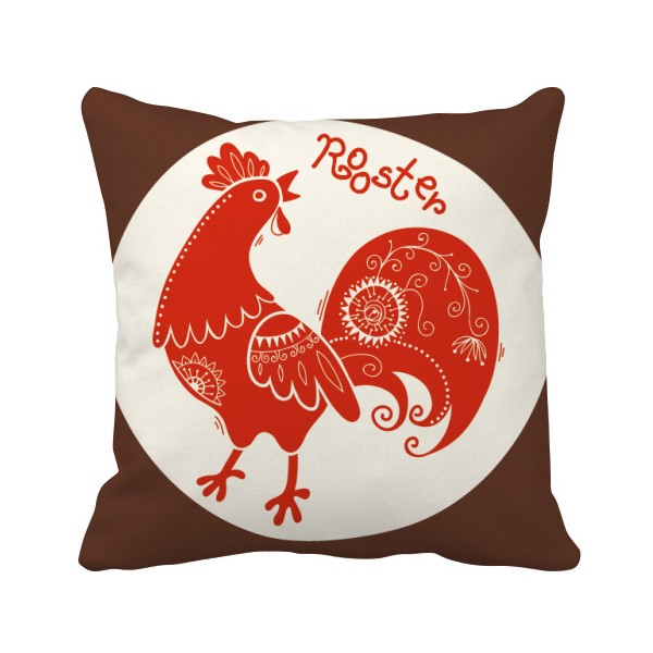 沙发靠垫双面含芯礼物酉鸡年十二生肖红色方形抱枕学校幼儿园装饰