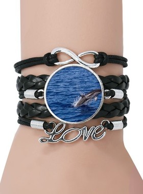 自然风黑色永恒礼品皮革手链