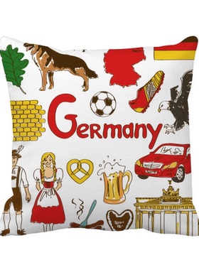 情饮食插画图案方形抱枕靠枕沙发靠垫双面含芯礼物学校幼儿园装饰