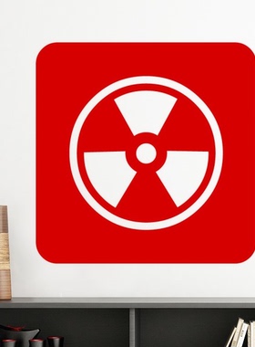 红色正方形警告禁止标志插画图案墙贴壁纸房间贴花学校幼儿园装饰