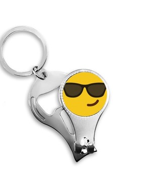 黄色可爱卡哇伊表情包汽车钥匙扣指甲刀金属指甲剪圈环开瓶器挂件