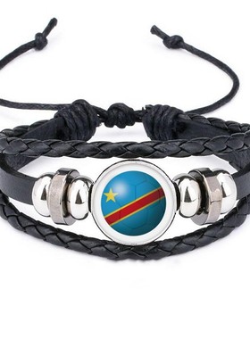 国旗纹样皮革礼品编制手链