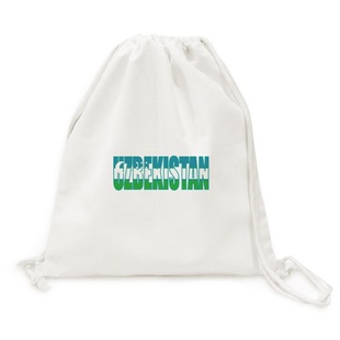 克斯坦国旗英文帆布背包购物旅行双肩拉带抽绳书包学校幼儿园装饰