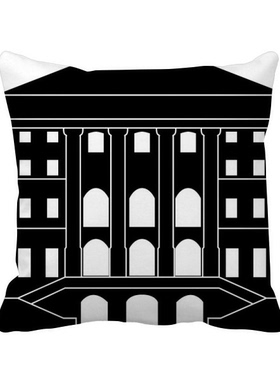 筑地标剪影插画方形抱枕靠枕沙发靠垫双面含芯礼物学校幼儿园装饰