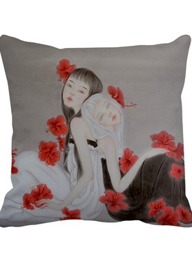 情花园其一古风方形抱枕靠枕沙发靠垫双面含芯礼物学校幼儿园装饰