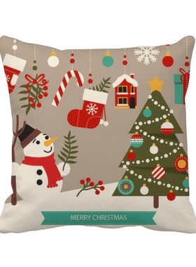 树手套节日插画方形抱枕靠枕沙发靠垫双面含芯礼物学校幼儿园装饰