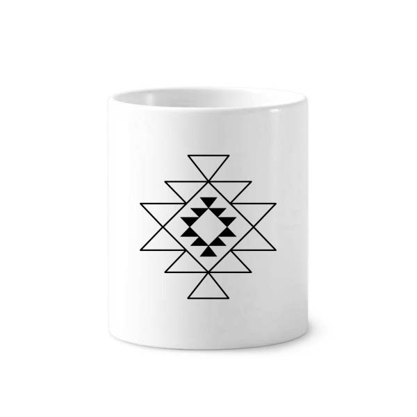 三角形图腾组合陶瓷刷牙杯子笔筒白色马克杯礼物学校幼儿园装饰