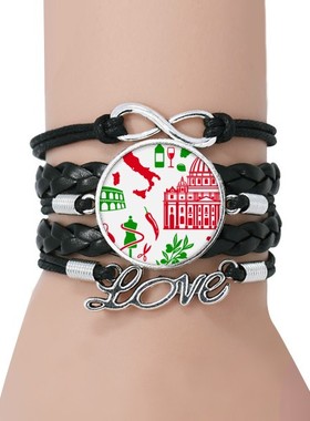 意大利黑色永恒礼品皮革手链