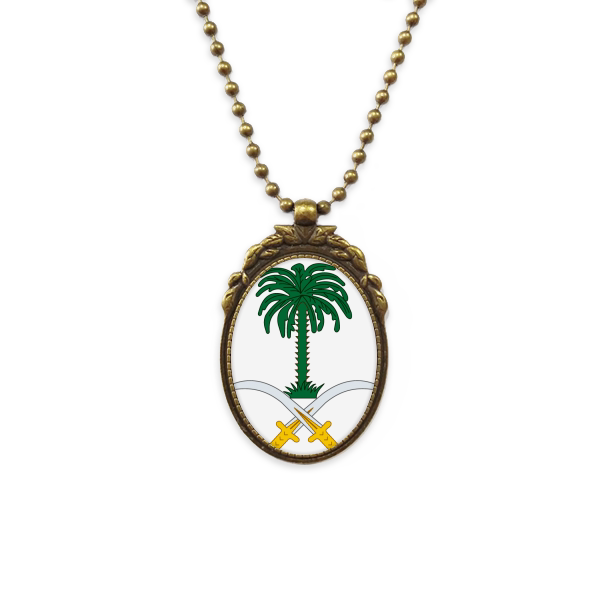 沙特阿拉伯亚洲国徽椭圆形复古项链古铜色欧式吊坠礼物