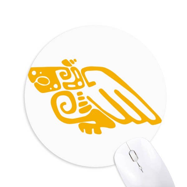 哥鸟类鹰古老文明圆形游戏办公防滑橡胶鼠标垫礼物学校幼儿园装饰