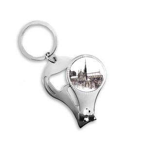 巴黎圣母院教堂汽车钥匙扣指甲刀金属指甲剪圈环开瓶器礼品挂件