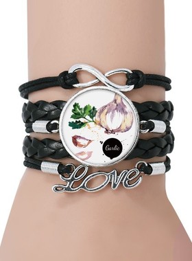 蔬菜黑色永恒礼品皮革手链