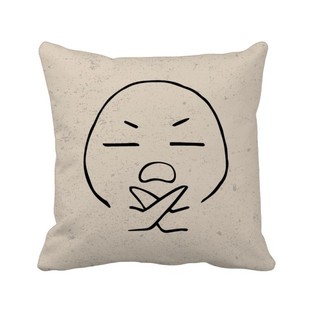 可怜眼睛湿润黑色聊天表情纹样方形抱枕靠枕沙发靠垫双面含芯