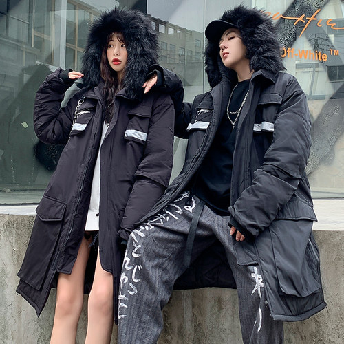 国潮抓痕大毛领座山雕学生情侣装