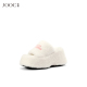 松糕一字拖 女2025秋冬新款 鼎级氛围 JOOC玖诗电绣羊羔毛拖鞋