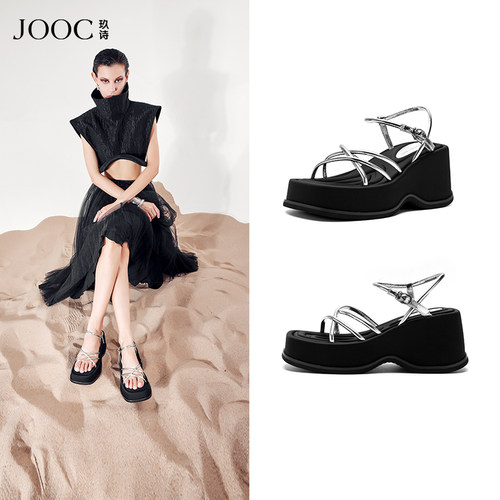 诗百搭厚底露趾凉鞋JOOC细带
