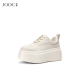 色彩王国 JOOC玖诗胎小牛皮休闲鞋 女2026春季 新款 松糕底小白鞋