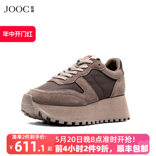 厚底休闲鞋 时尚 女秋冬热卖 6966 JOOC玖诗休闲阿甘鞋 拼色面包鞋 新款