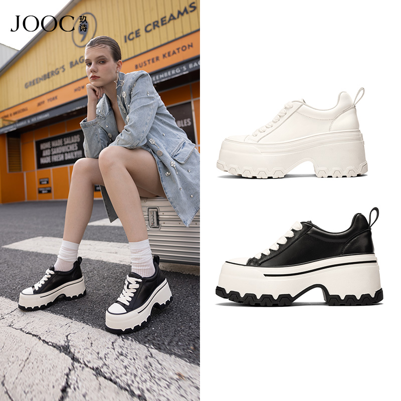 【罗马假日】JOOC玖诗增高休闲鞋女2025春季新款系带百搭运动女鞋