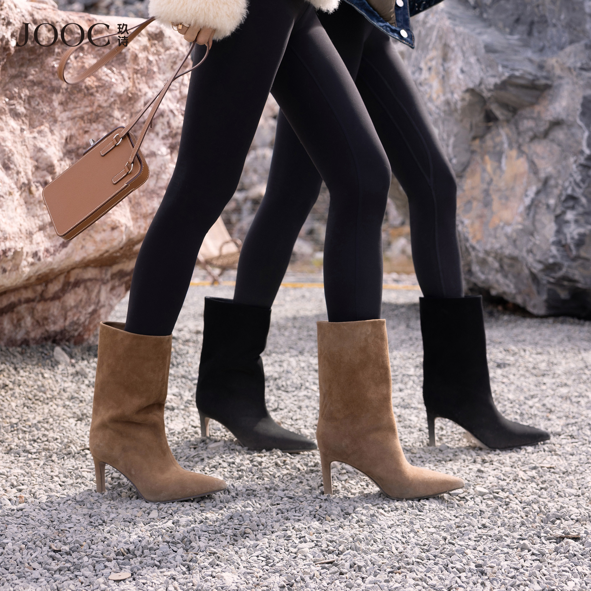 秋冬新款细高跟宽筒靴