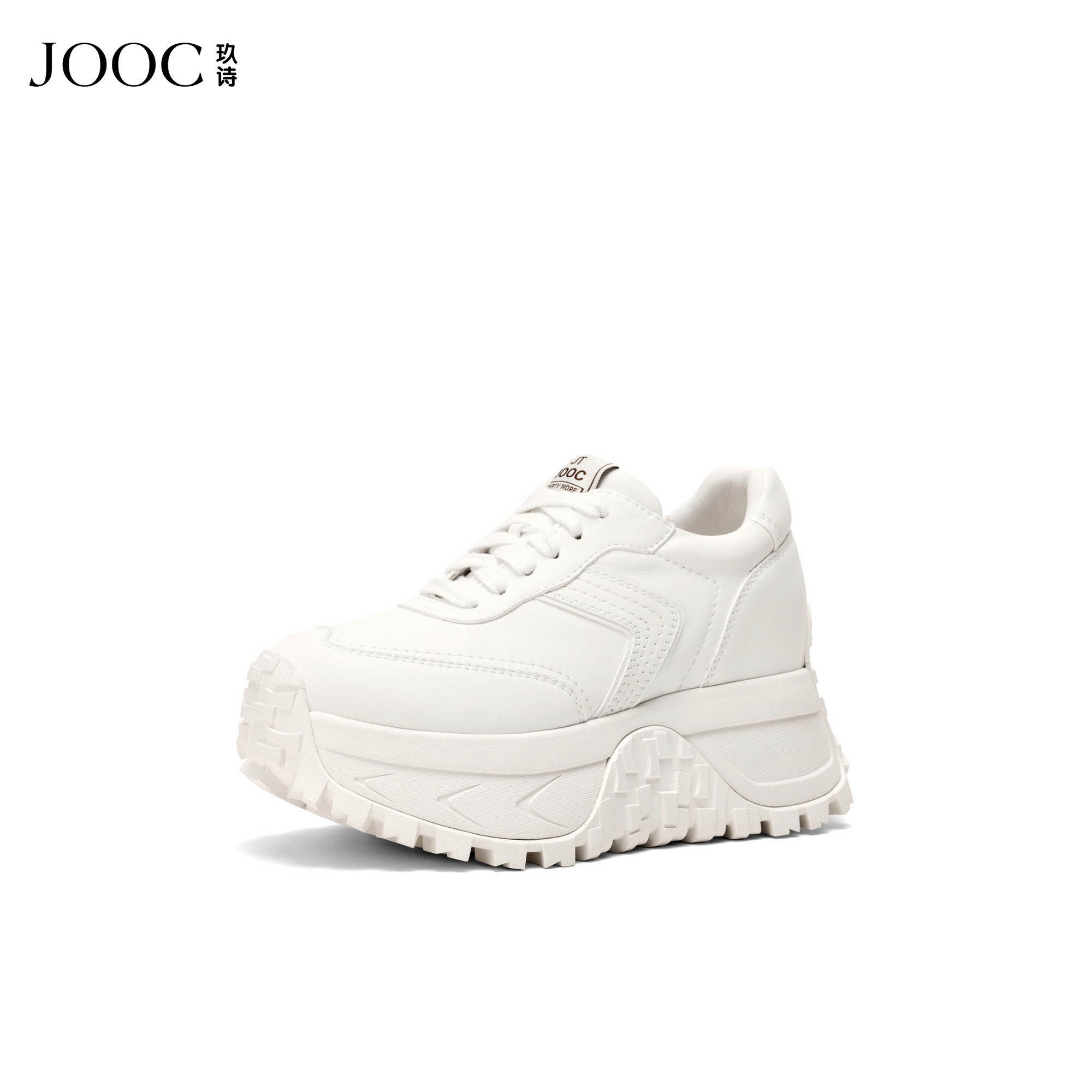 【黑白森林】JOOC玖诗真皮内增高厚底运动鞋女系带复古休闲阿甘鞋