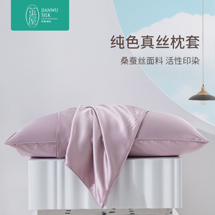 女士专用纯色桑蚕丝真丝枕套成人家用枕头套简约丝绸单个一对装