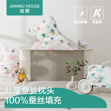 纯棉a类儿童枕头1岁家用宝宝幼儿园3到10岁以上午休带枕套蚕丝枕