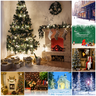 圣诞节背景布男女主播冰雪景温馨光斑氛围虚化背景布直播室内抖音