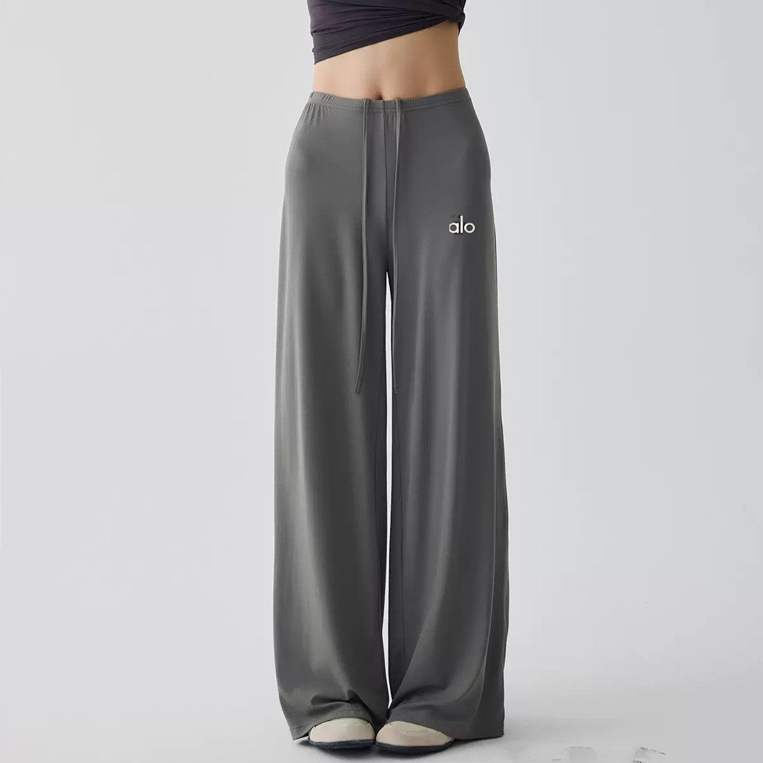 alo odo神裤宽松休闲直筒普拉提瑜伽运动长裤阔腿裤松紧腰显瘦裤