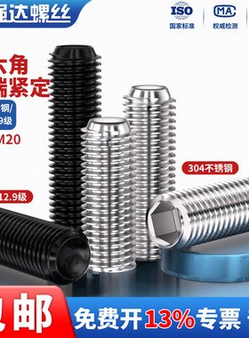 QD304不锈钢/12.9级凹端紧定螺丝机米顶丝无头内六角螺钉M1.6-M20