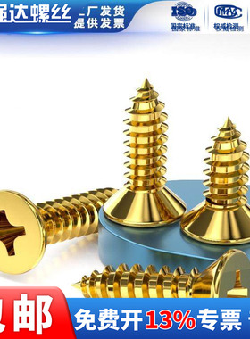 X铜自攻螺丝 纯铜沉头十字自攻螺丝黄铜金黄色螺丝钉M3M3.5 M4 M5