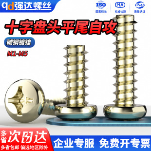 QD镀镍盘头十字平尾自攻螺丝圆头电子木牙小螺丝钉M1M1.2M2M3M4M5