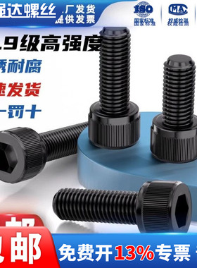 12.9级高强度全牙内六角螺栓合金钢圆柱头螺丝钉M1.6M2M2.5M3-M42