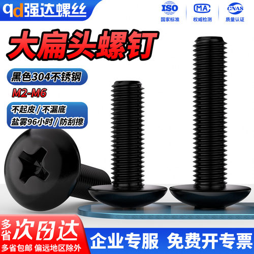 【专票13%】黑色304大扁头螺钉