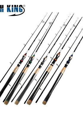 FISHKING碳素超硬路亚竿两节竿软木直柄杆钓鱼竿远投UL,L,ML跨境