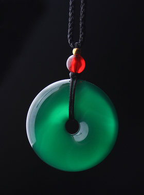 天然冰种绿玛瑙吊坠平安扣项坠水晶绿玉髓挂件男女款挂饰项链