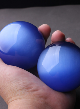 猫眼石宝蓝色手把球手握球盘玩球把玩球保健按摩球转球练习手球