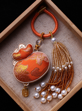 橙色福袋钱袋非遗宋锦成品挂件流苏包挂汉服旗袍挂饰车挂钥匙扣坠