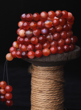 条纹红玛瑙108颗多圈手链念珠链