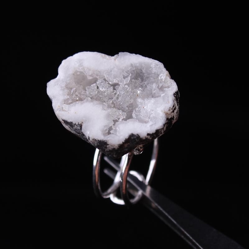 白水晶聚宝盆晶簇戒指奇石标本