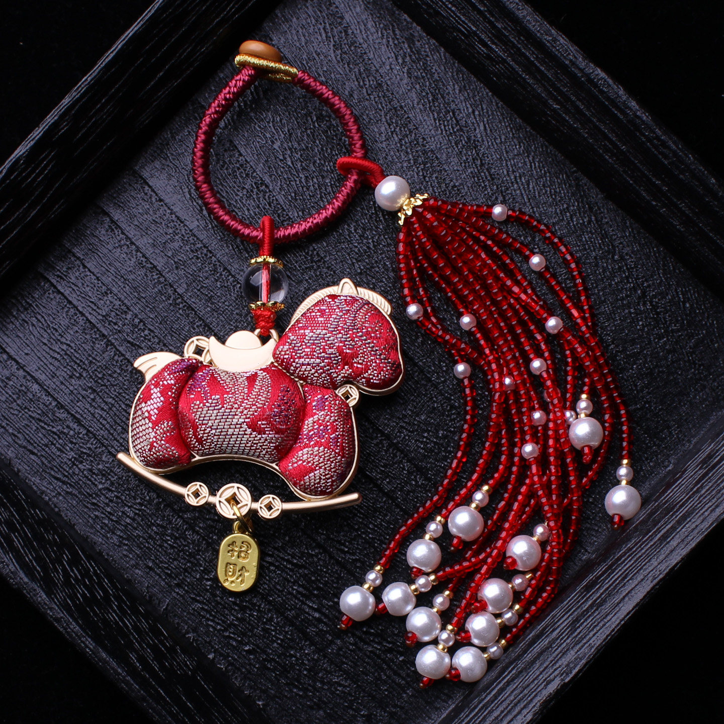 红色小马非遗宋锦包包压襟挂件流苏穗子旗袍汉服挂饰车挂钥匙吊坠,饰品/流行首饰/时尚饰品新,压襟挂件,淘宝优惠券,粉丝福利购,淘宝优惠卷