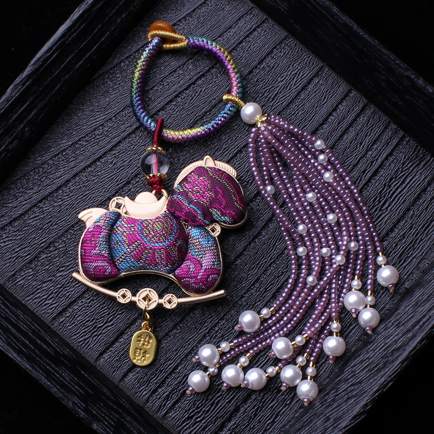 紫色小马双面非遗宋锦包包挂件流苏穗子旗袍汉服挂饰车挂钥匙吊坠,饰品/流行首饰/时尚饰品新,压襟挂件,淘宝优惠券,粉丝福利购,淘宝优惠卷