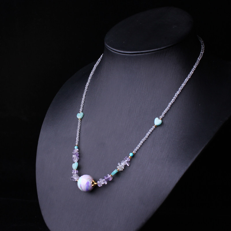 原创设计编织成品非遗大漆单珠项链女款锁骨链简约中国风时尚颈链