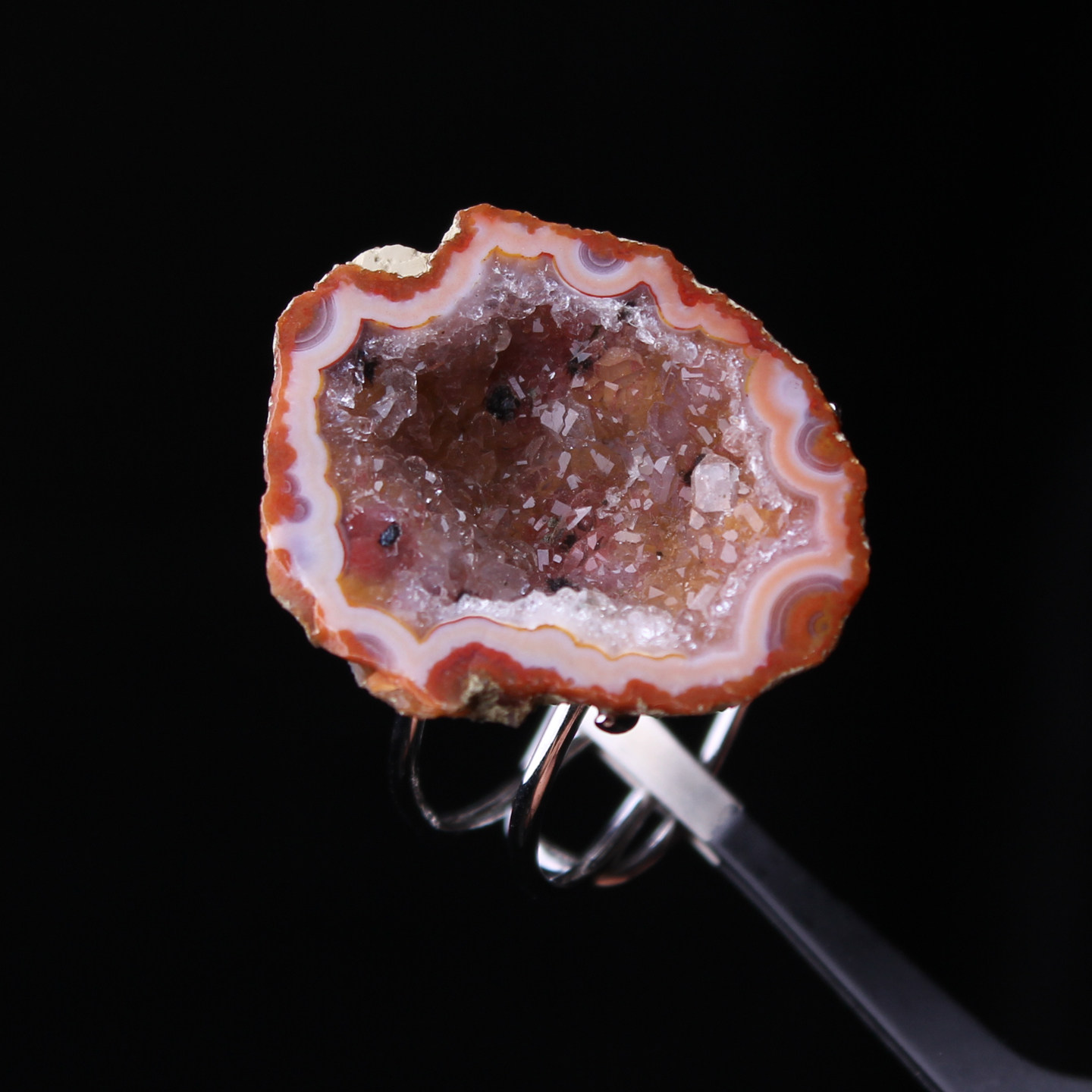 VIVIYEMAO一物一图个性法式天然水晶奇石聚宝盆原石戒指 指环手饰